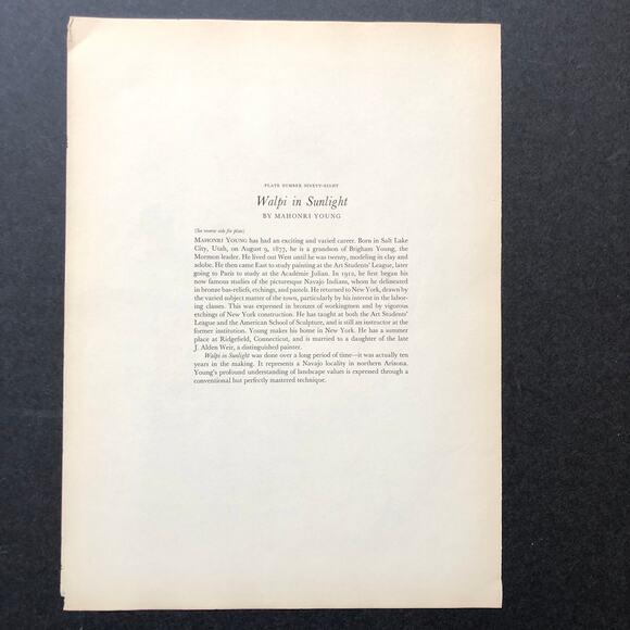 Mahonri Young "Walpi in Sunlight" 1930s Art Print Sketch Vintage Arizona Navajo - Picture 8 of 12